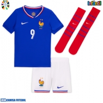 Camisa de Futebol França Olivier Giroud #9 Equipamento Principal Infantil Europeu 2024 Manga Curta (+ Calças curtas)